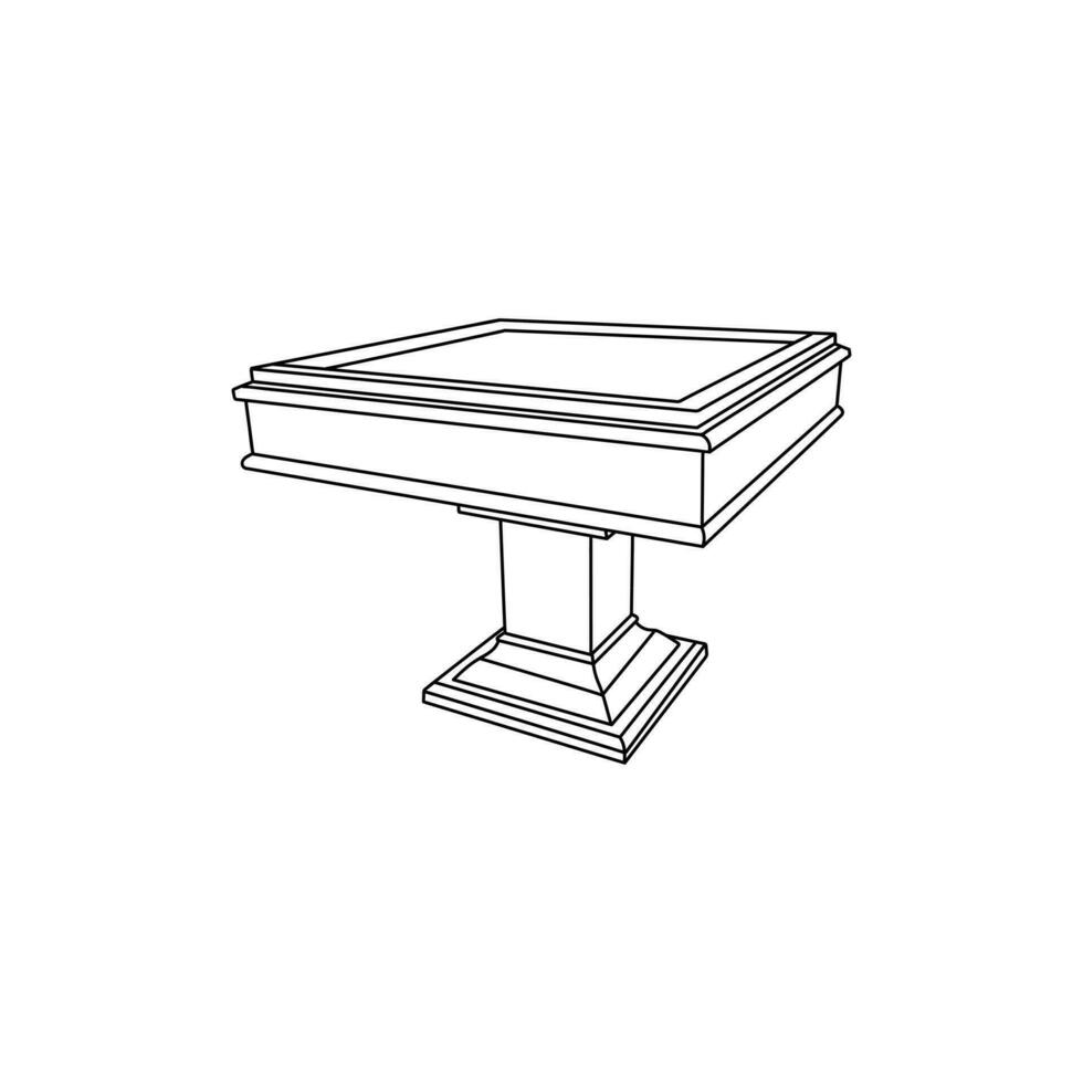 mesa dominó chino línea sencillo mueble diseño, elemento gráfico ilustración modelo vector