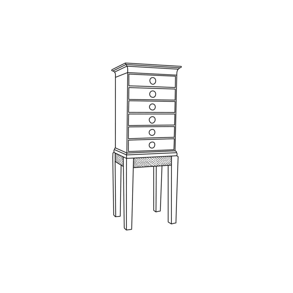 Antique Cabinet line simple furniture design, element graphic illustration template vector