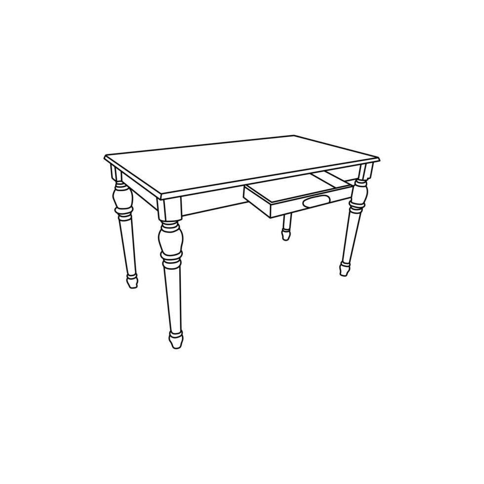 line interior of Drawer Table simple furniture design, element graphic illustration template vector