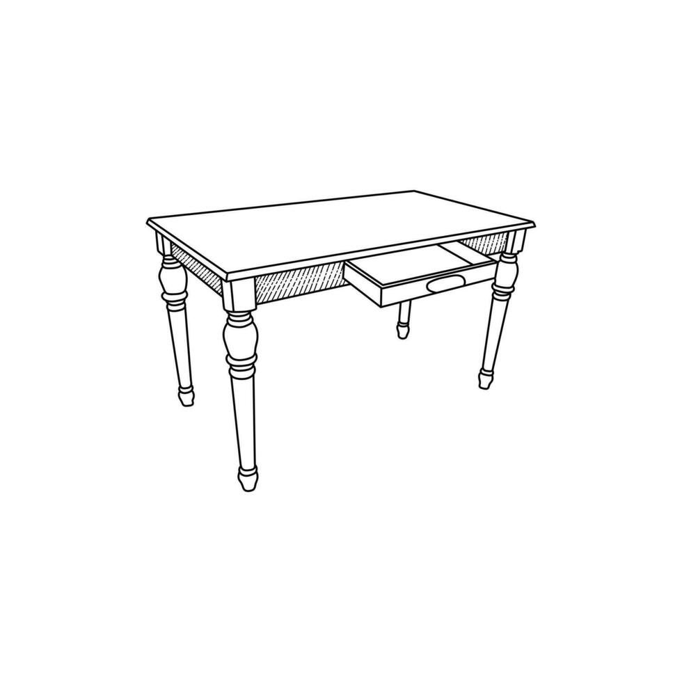 Drawer Table line simple furniture design, element graphic illustration template vector