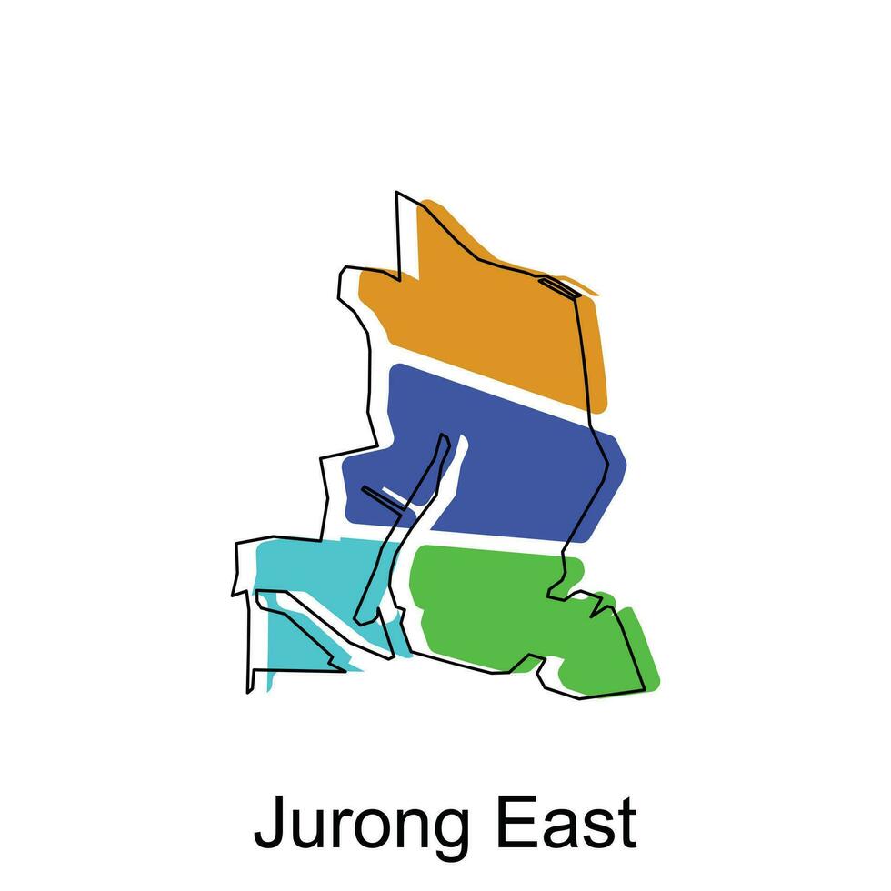 map of Jurong East vector design template, national borders and important cities illustration