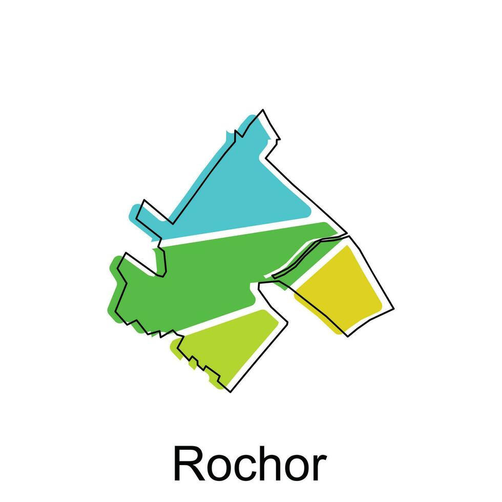 map of Rochor vector design template, national borders and important cities illustration