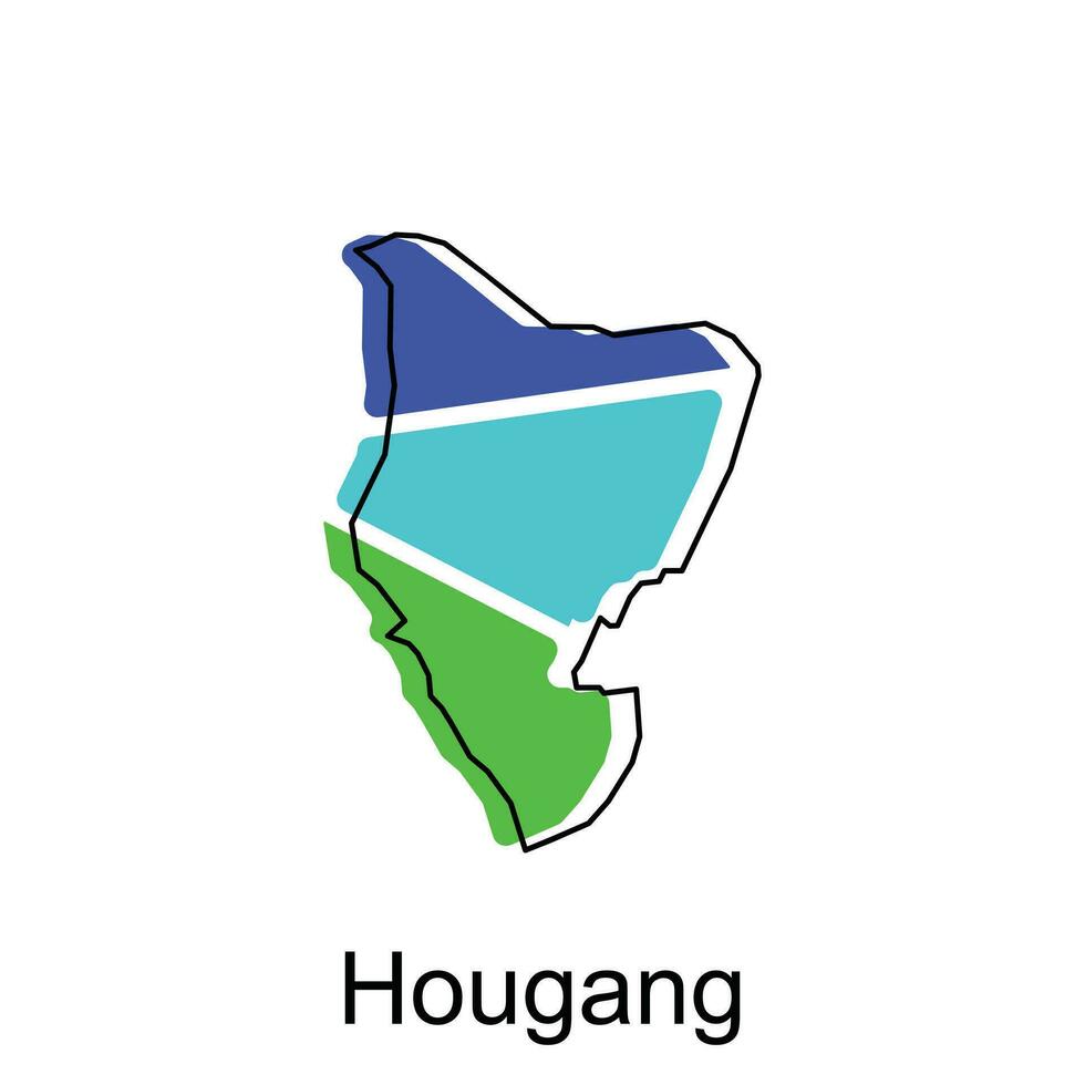 map of Hougang vector design template, national borders and important cities illustration