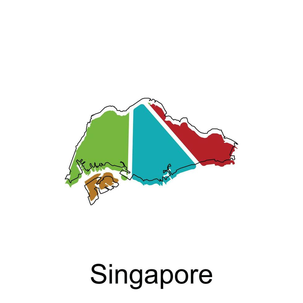 map of Singapore vector design template, national borders and important cities illustration