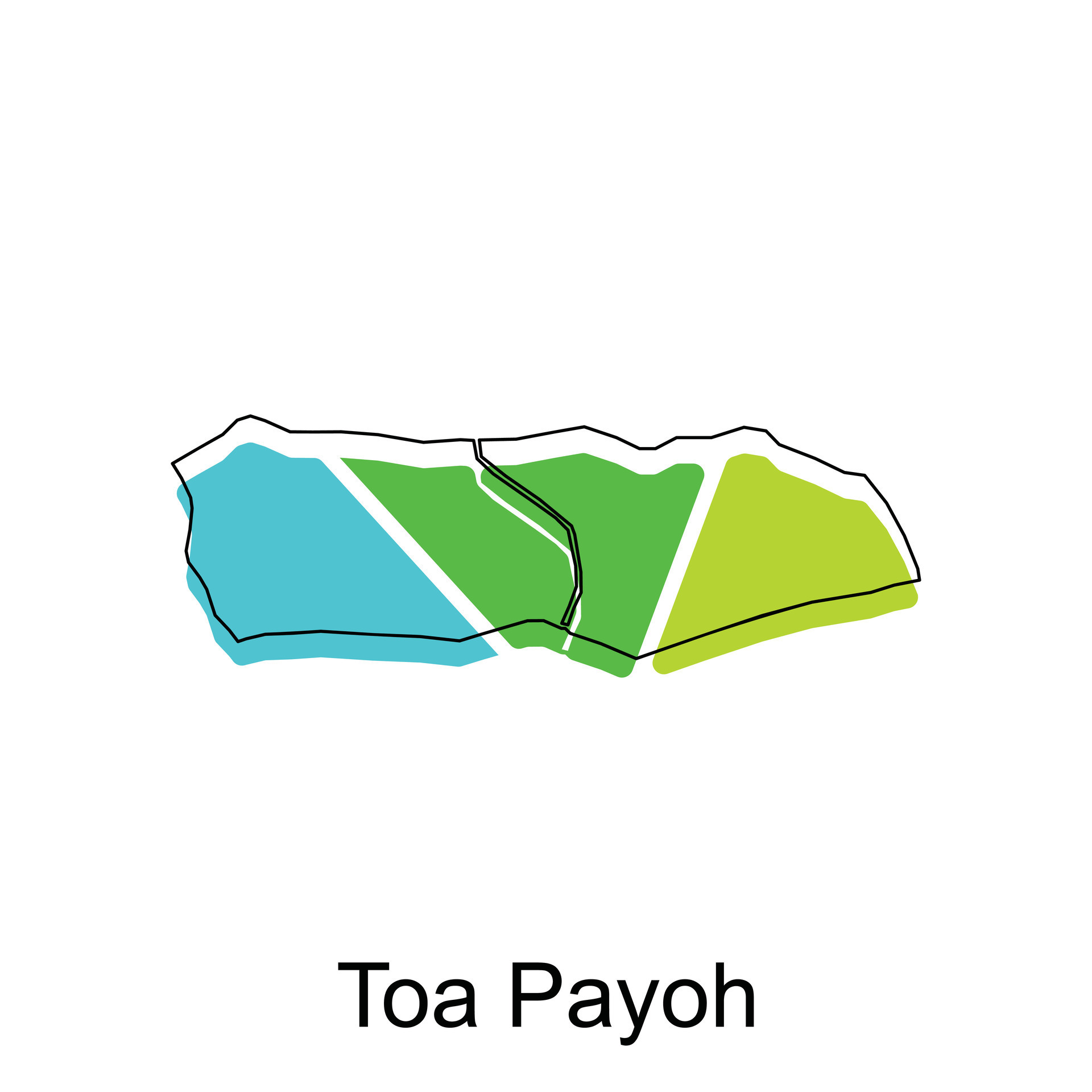 map of Toa Payoh vector design template, national borders and important