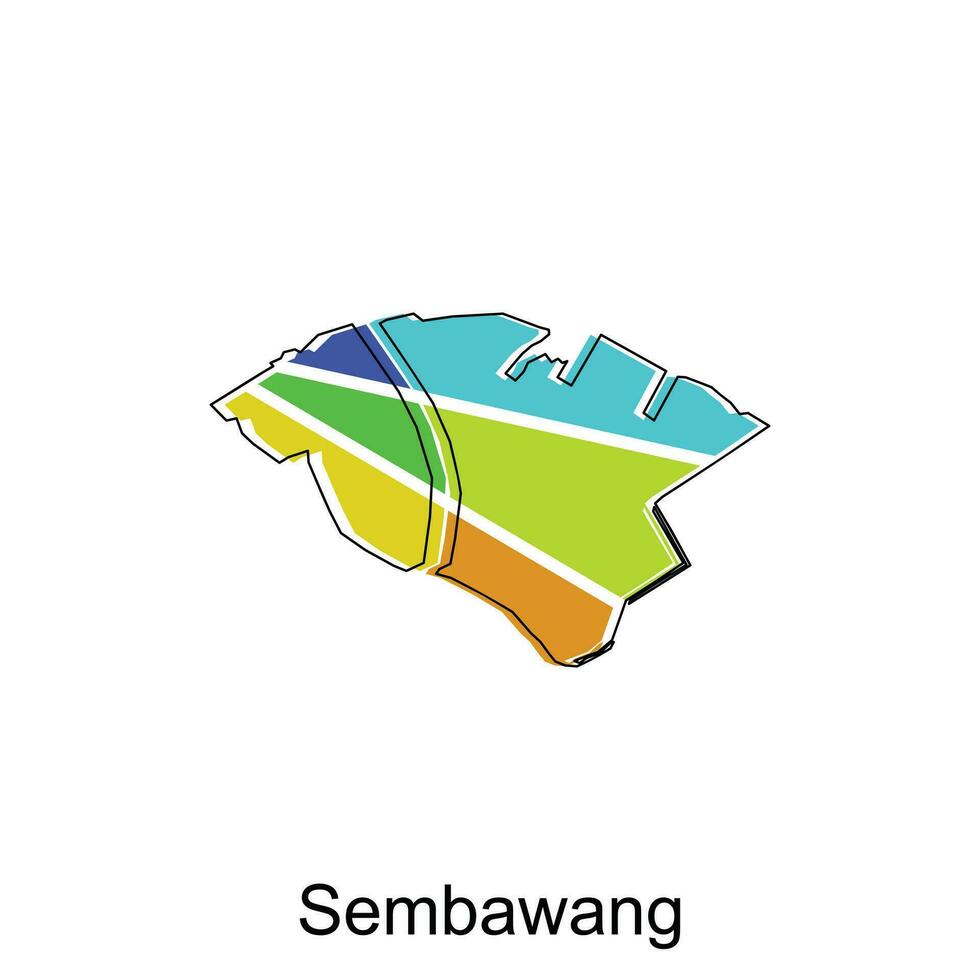 map of Sembawang vector design template, national borders and important cities illustration