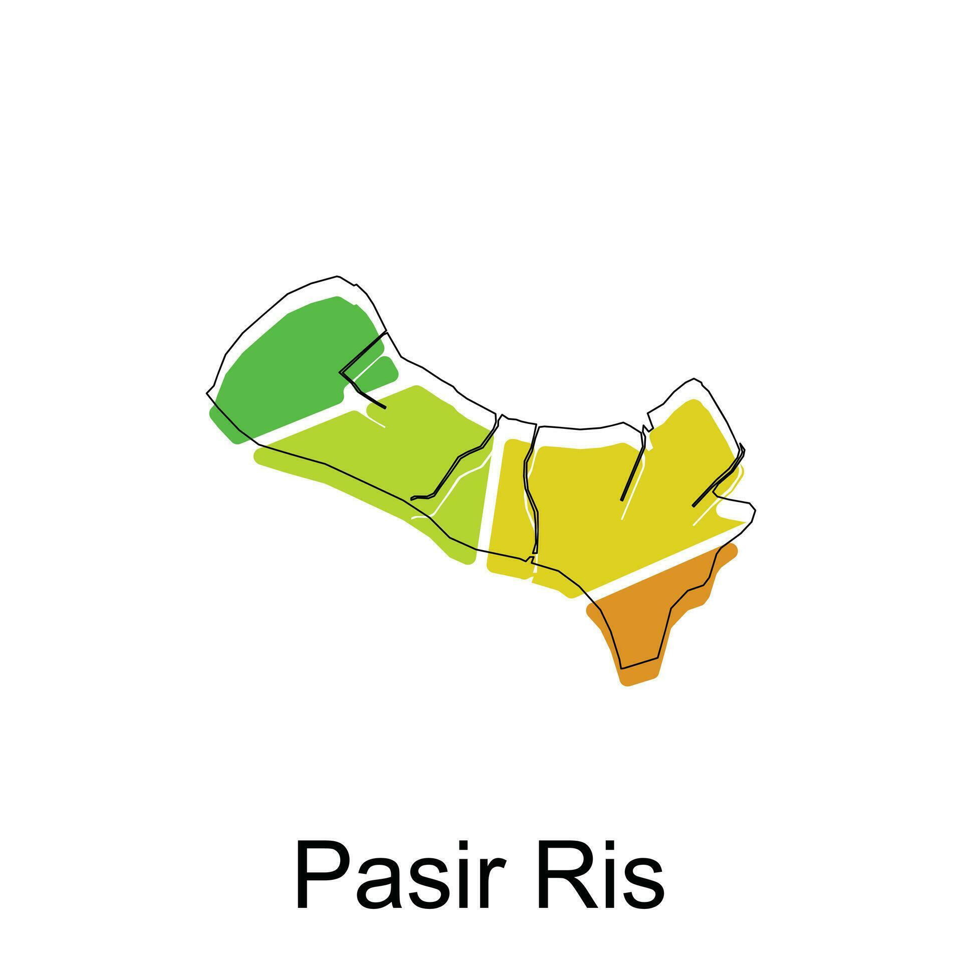 vector map of Pasir Ris colorful illustration template design on white ...