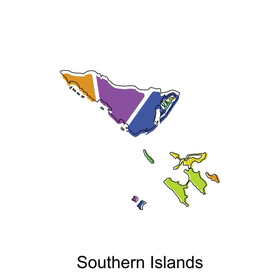 vector map of Southern Islands colorful illustration template design on white background