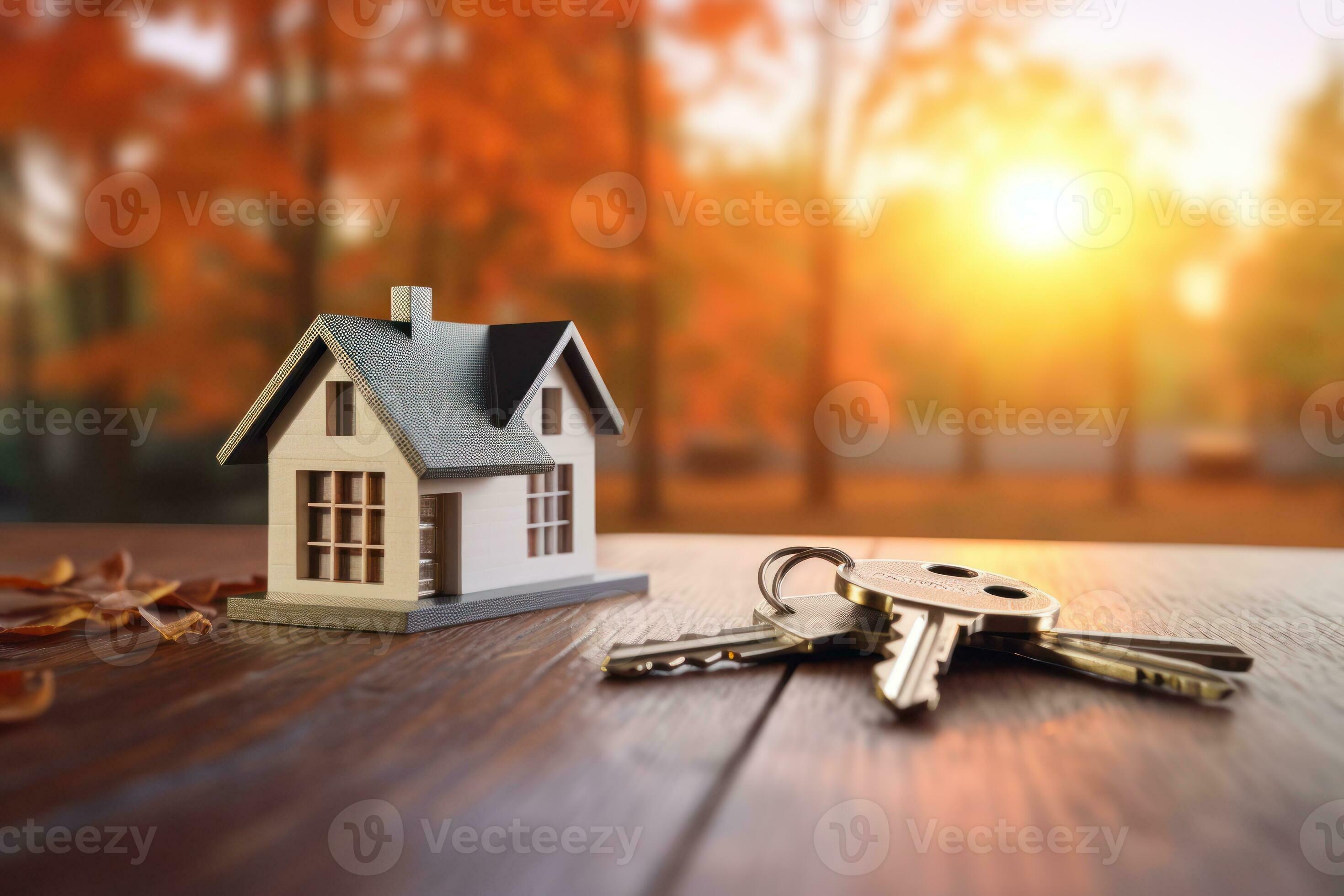 House with key. Real estate concept. Illustration AI Generative