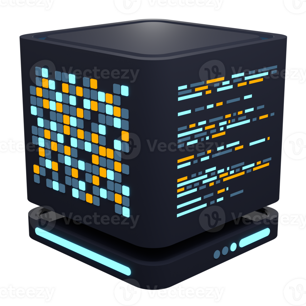 3D server icon. Computer server 3d render icon. Cloud computing. 3d render illustration png