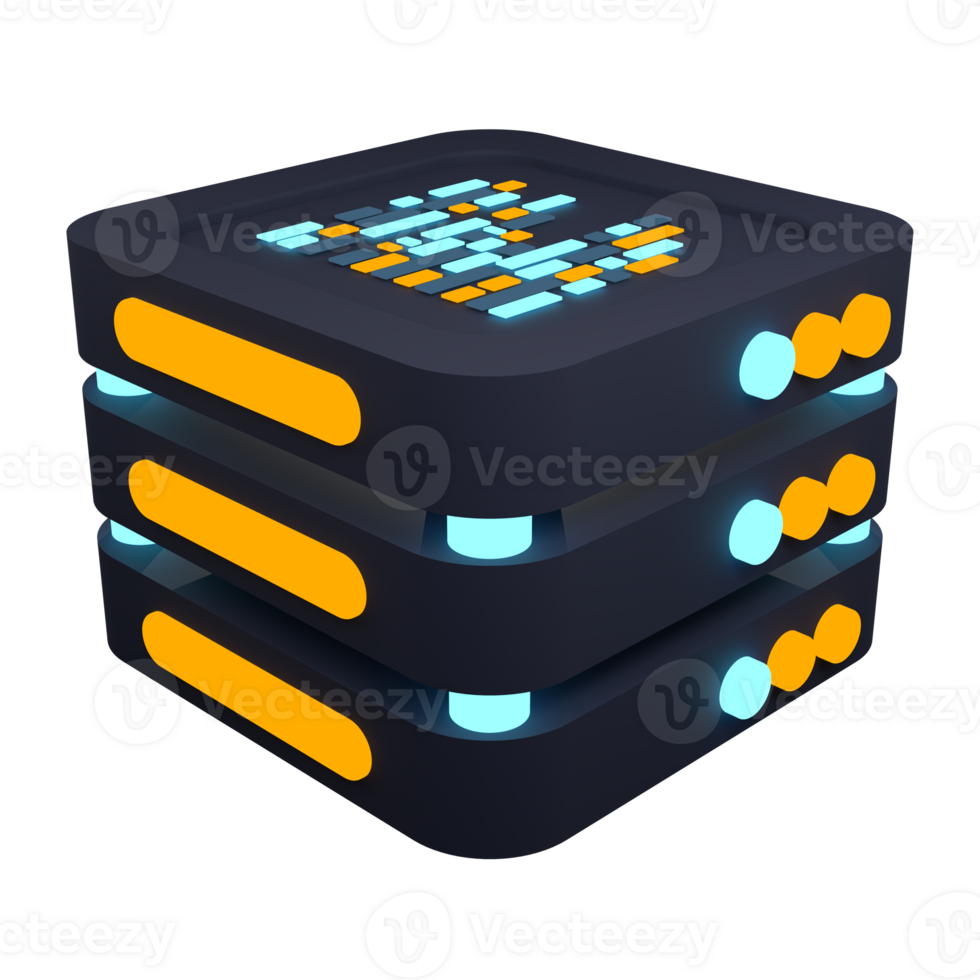 3D server icon. Computer server 3d render icon. Cloud computing. 3d render illustration png