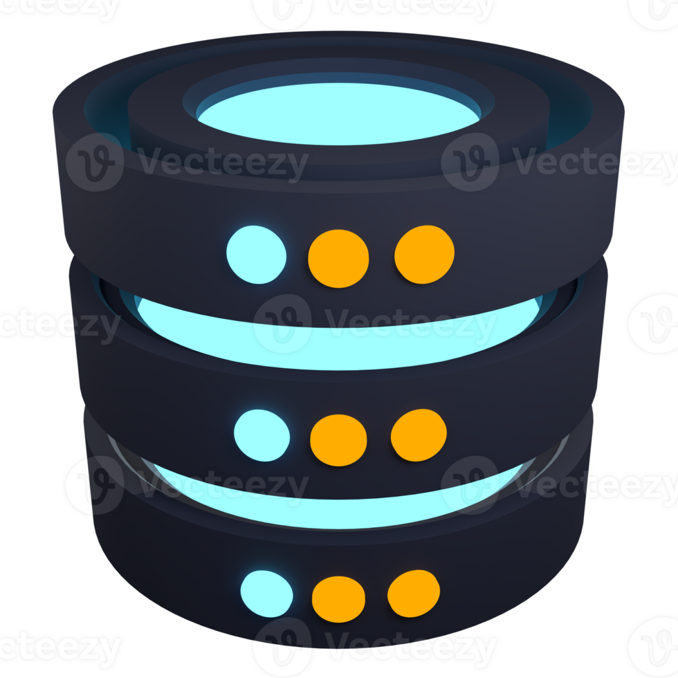 3d render of database. Database server 3d render icon. Network and database. Computer technology. 3d render illustration png