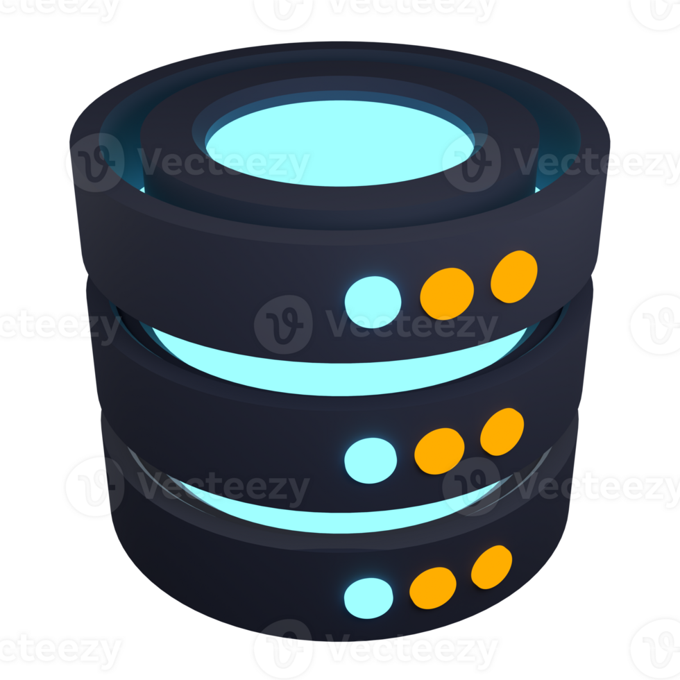 3d render of database. Database server 3d render icon. Network and database. Computer technology. 3d render illustration png