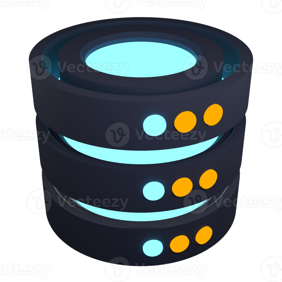 3d machen von Datenbank. Datenbank Server 3d machen Symbol. Netzwerk und Datenbank. Computer Technologie. 3d machen Illustration png