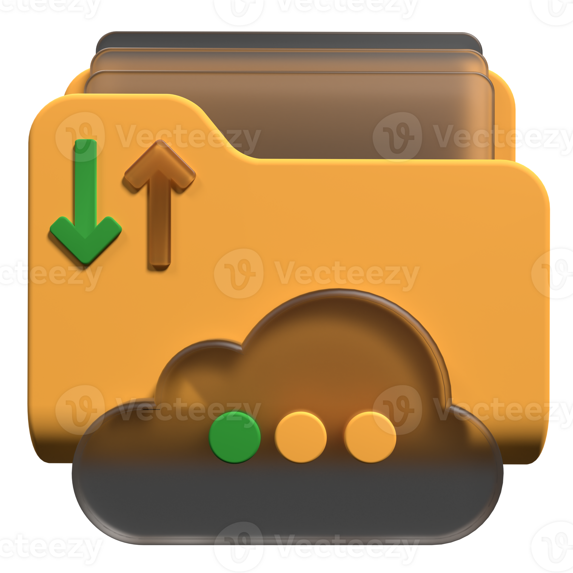 Cloud storage 3d illustration. File transfer concept. Cloud download