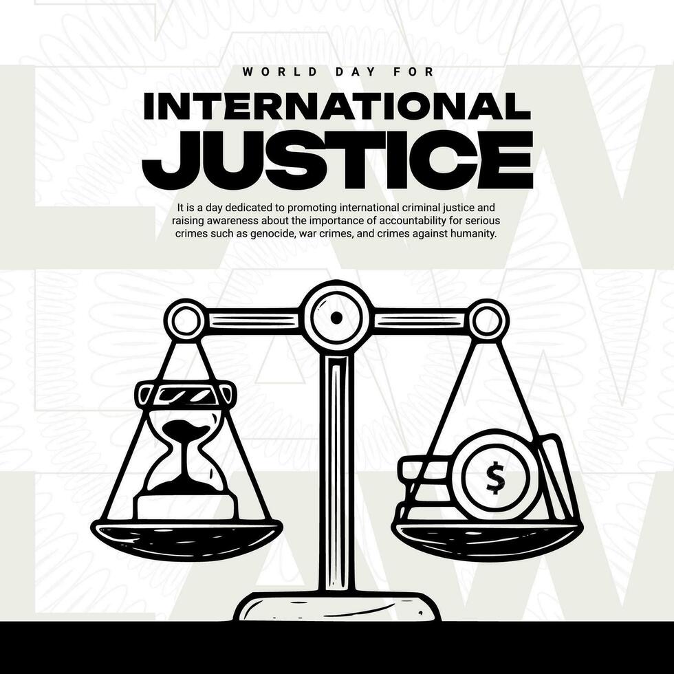 world day of International justice day Social Media post template vector