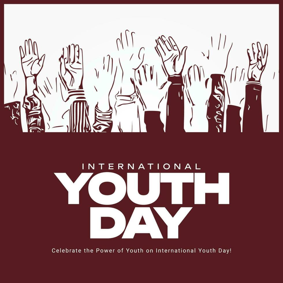 Happy international youth day social media design banner template, young generation vector