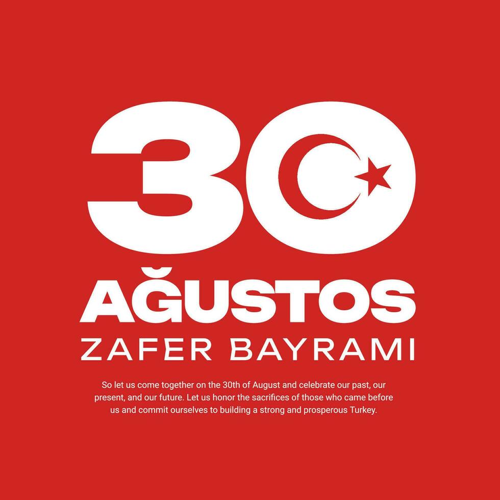 30 agustos Zafer bayram kutlu olsun turkey victory day Social Media post template, turkey day vector