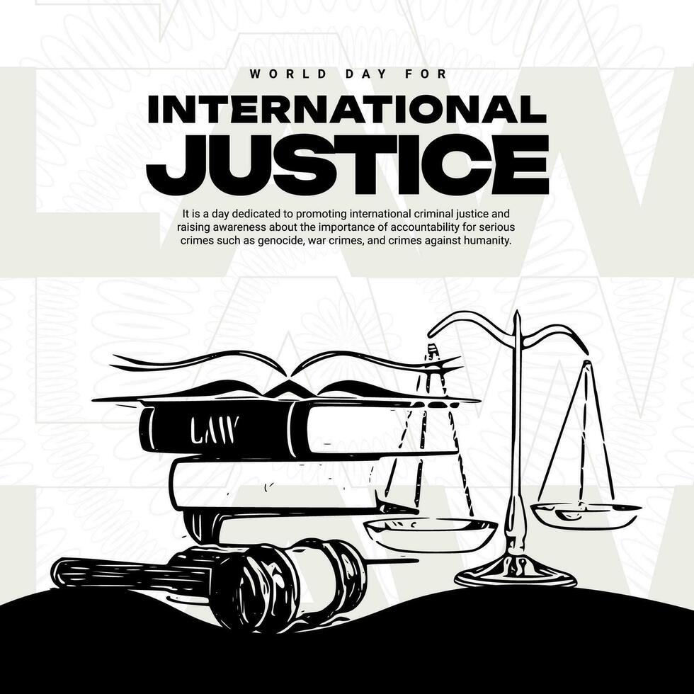 world day of International justice day Social Media post template vector