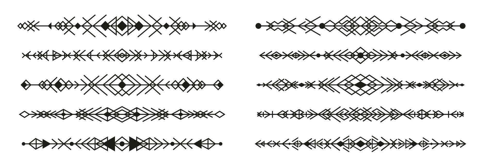 tribal divisores, fronteras, delimitadores y viñetas vector