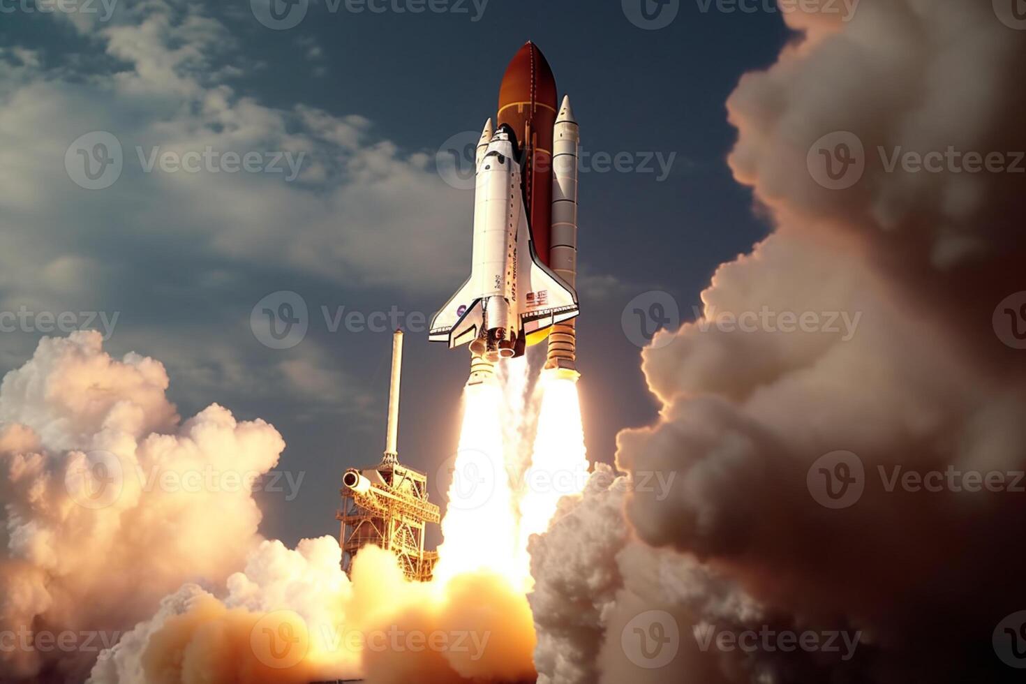 Bound for the stars, Space shuttle launches, embarking on a celestial mission AI Generated photo