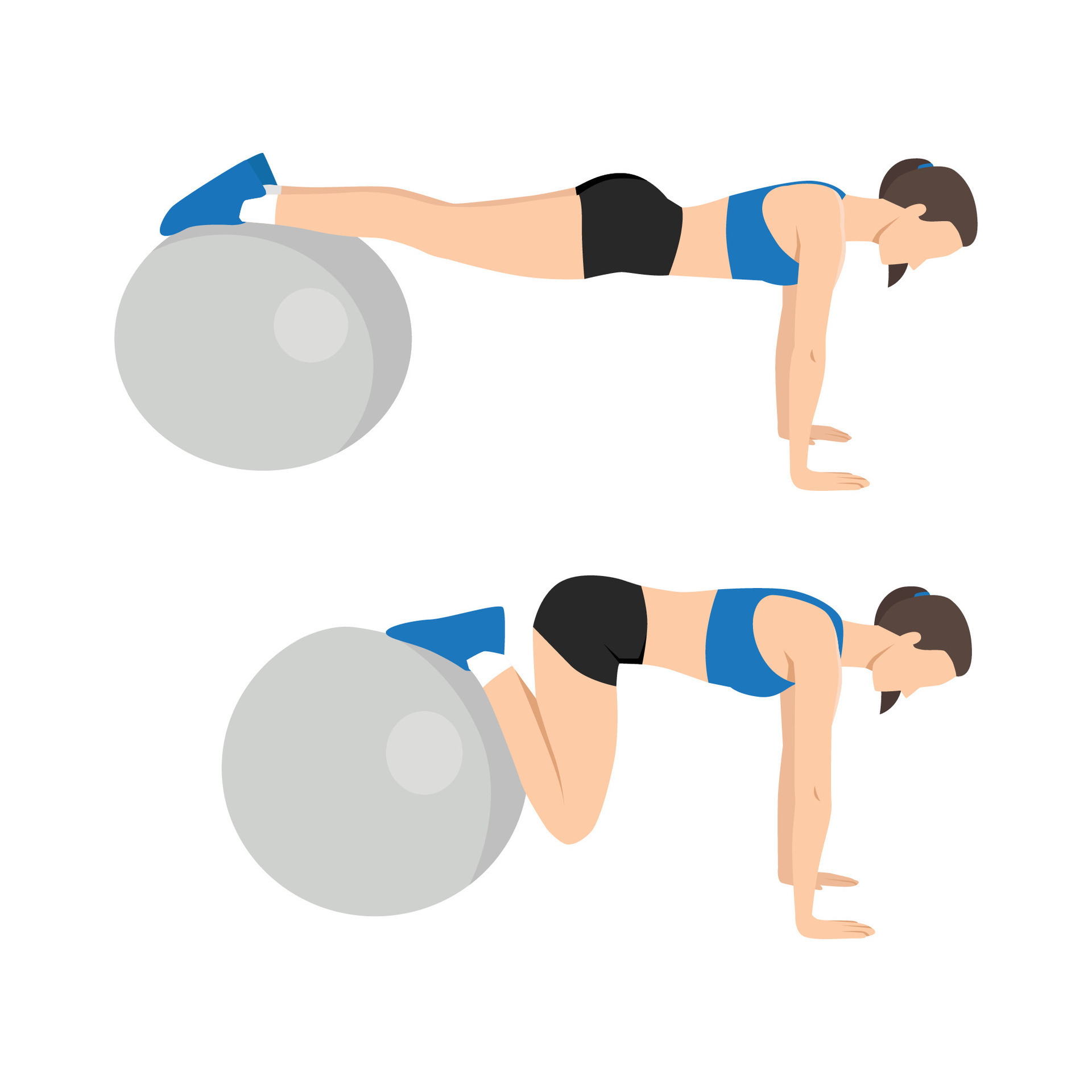Woman doing swiss or stability ball jackknife exercise. 26177947 Vector