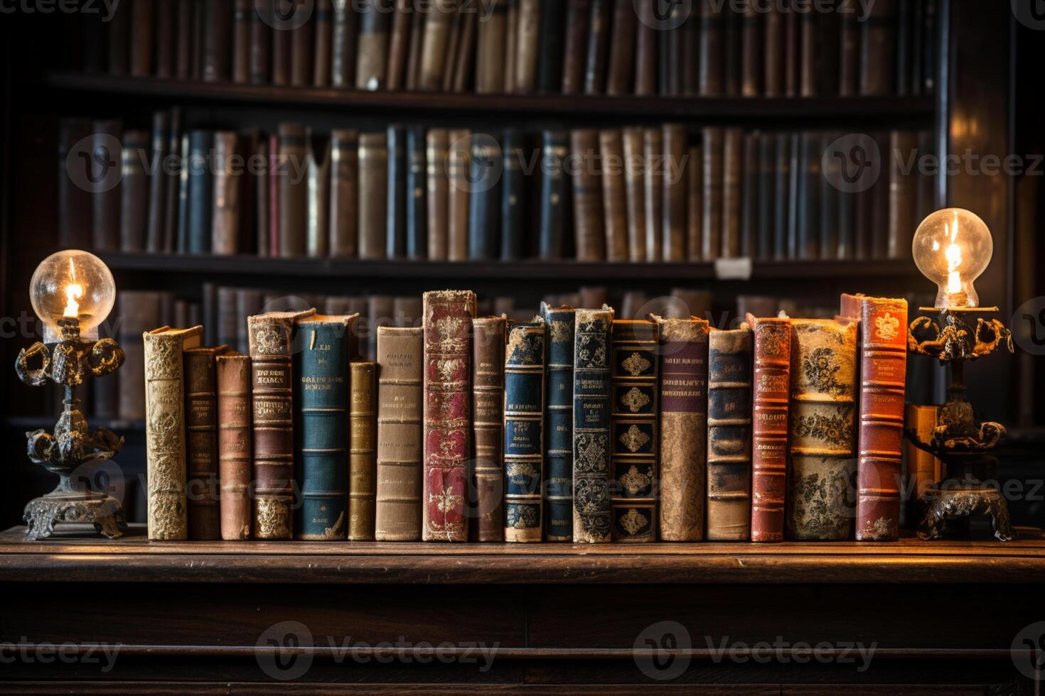 Old Antique Books Old Cover Shelf Stock Photo by