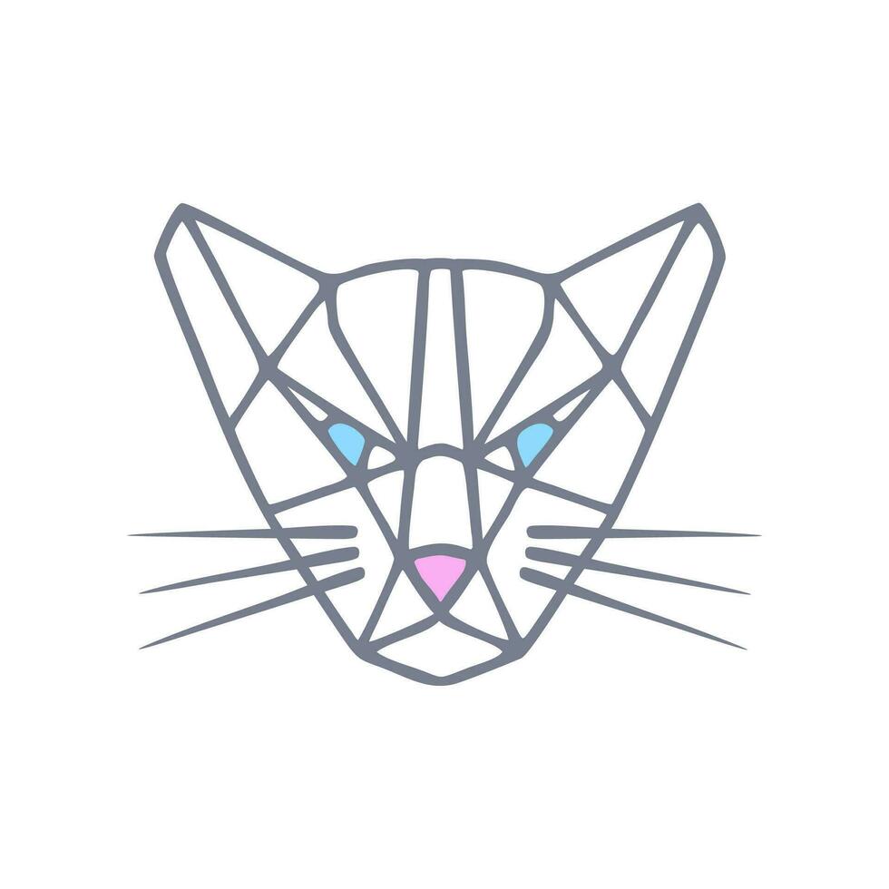 Cat's head. Vector simple geometric isolated illustration.