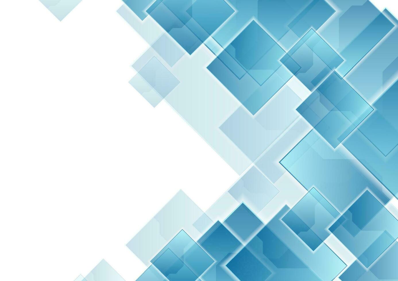 Blue tech squares abstract geometric background vector