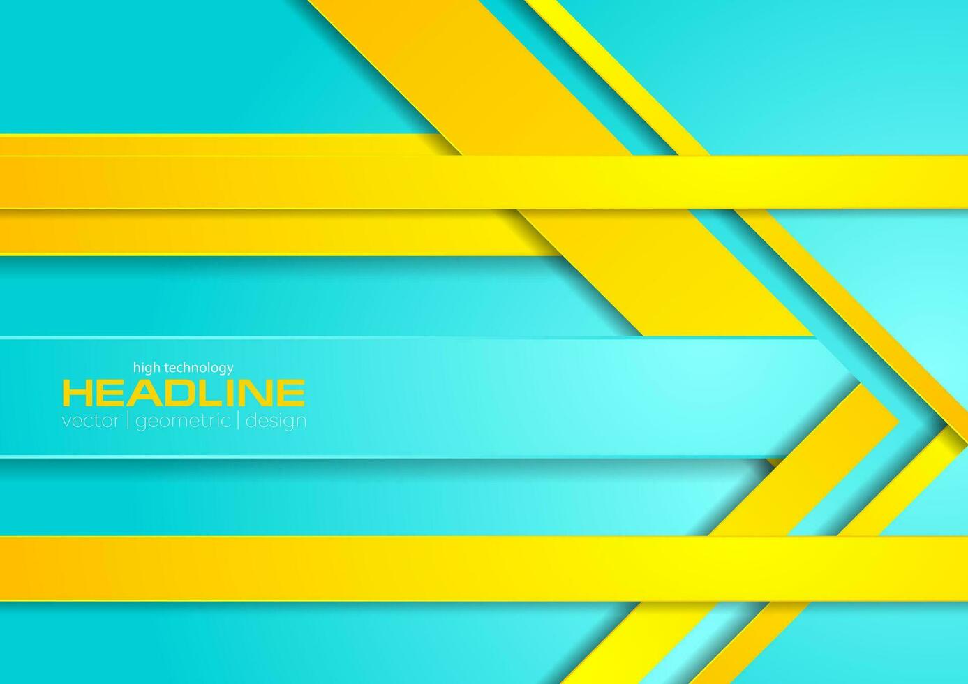 Bright cyan and yellow abstract corporate brochure background vector