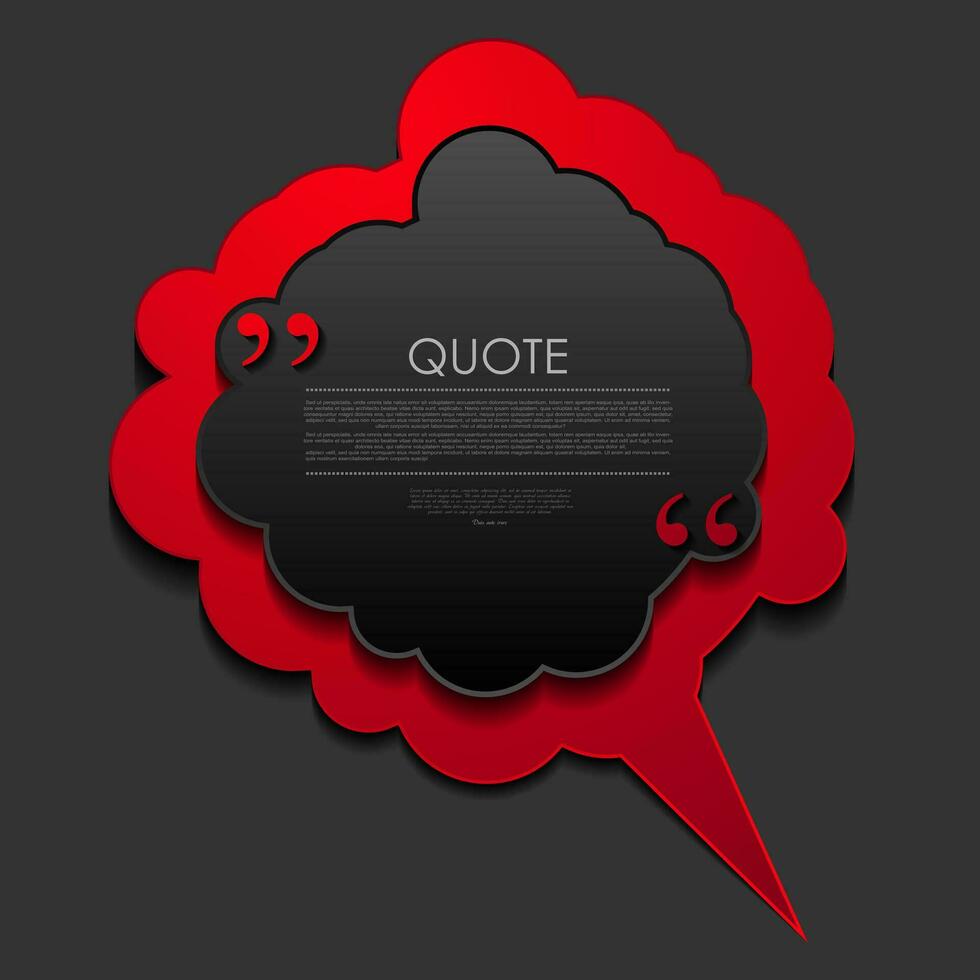 Red cloud speech bubble with commas, quote background vector