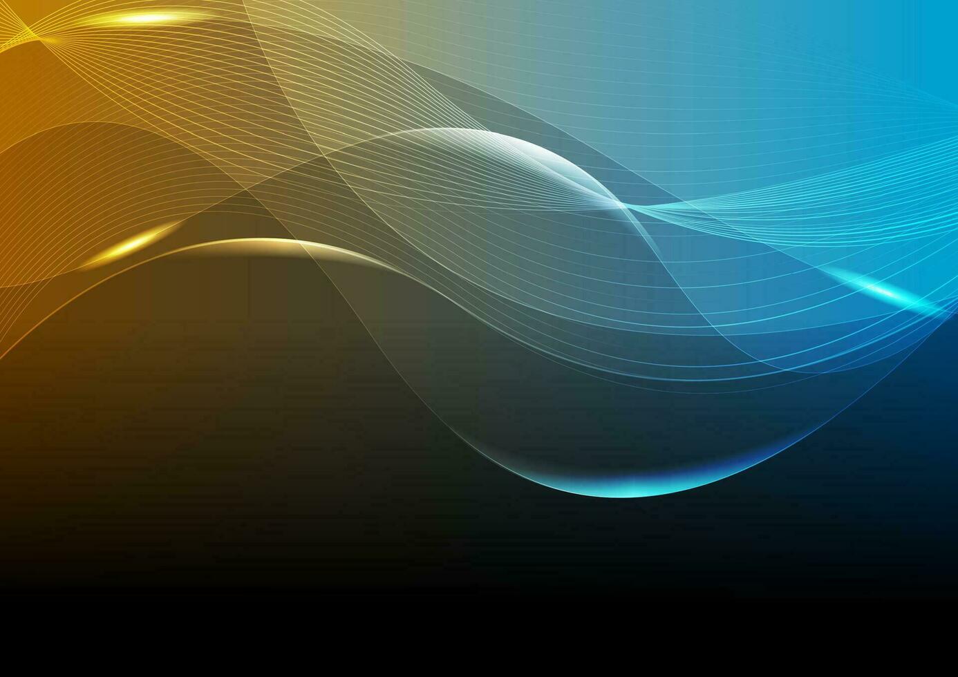 Bright glowing tech curved waves background vector