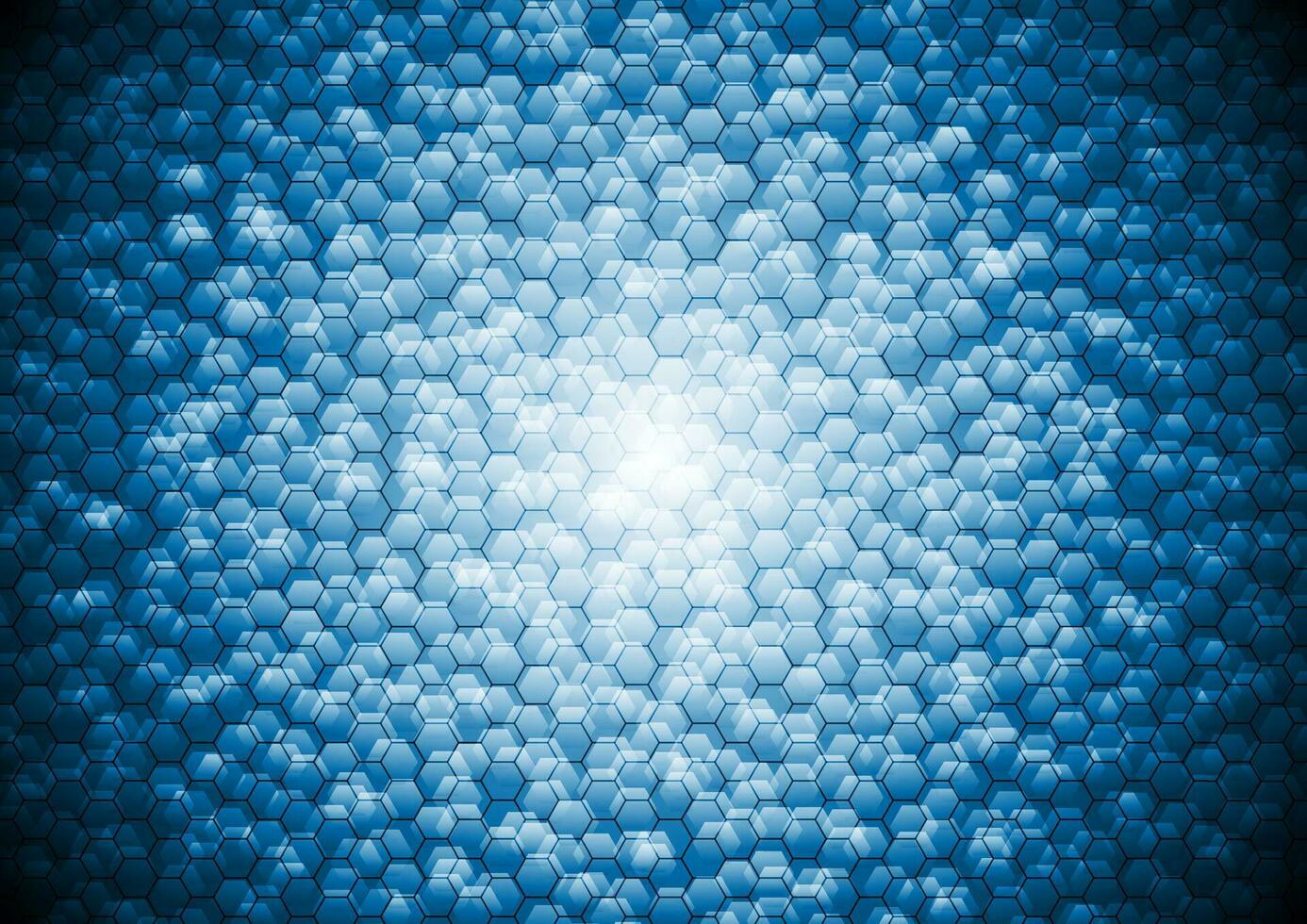 Abstract blue tech hexagons geometric background vector