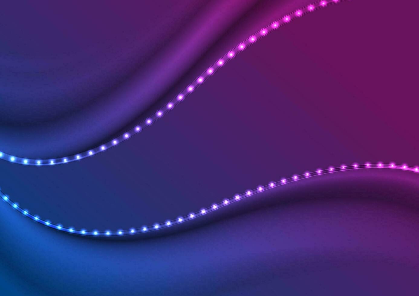 Neon led lights blue violet abstract waves background vector