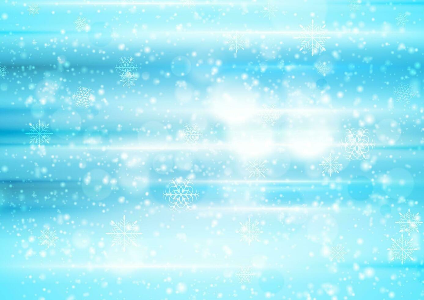 Abstract blue and white bokeh Christmas background vector