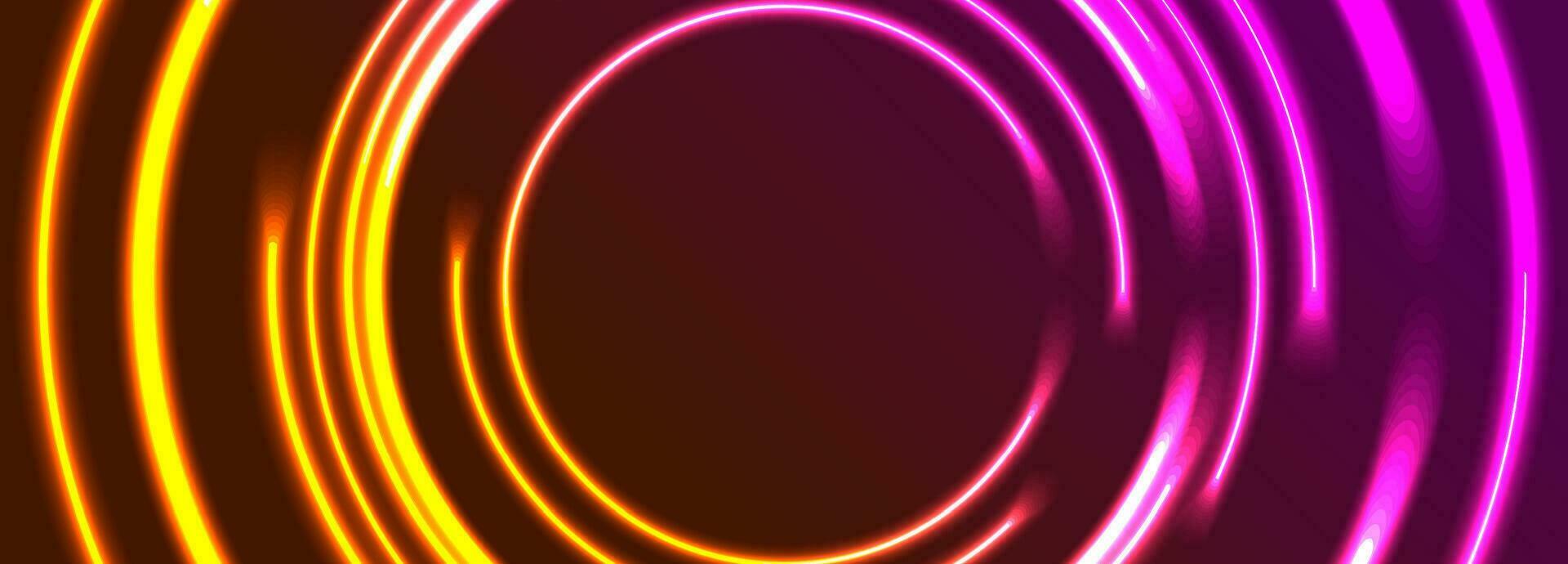 Bright glowing neon circles abstract background vector