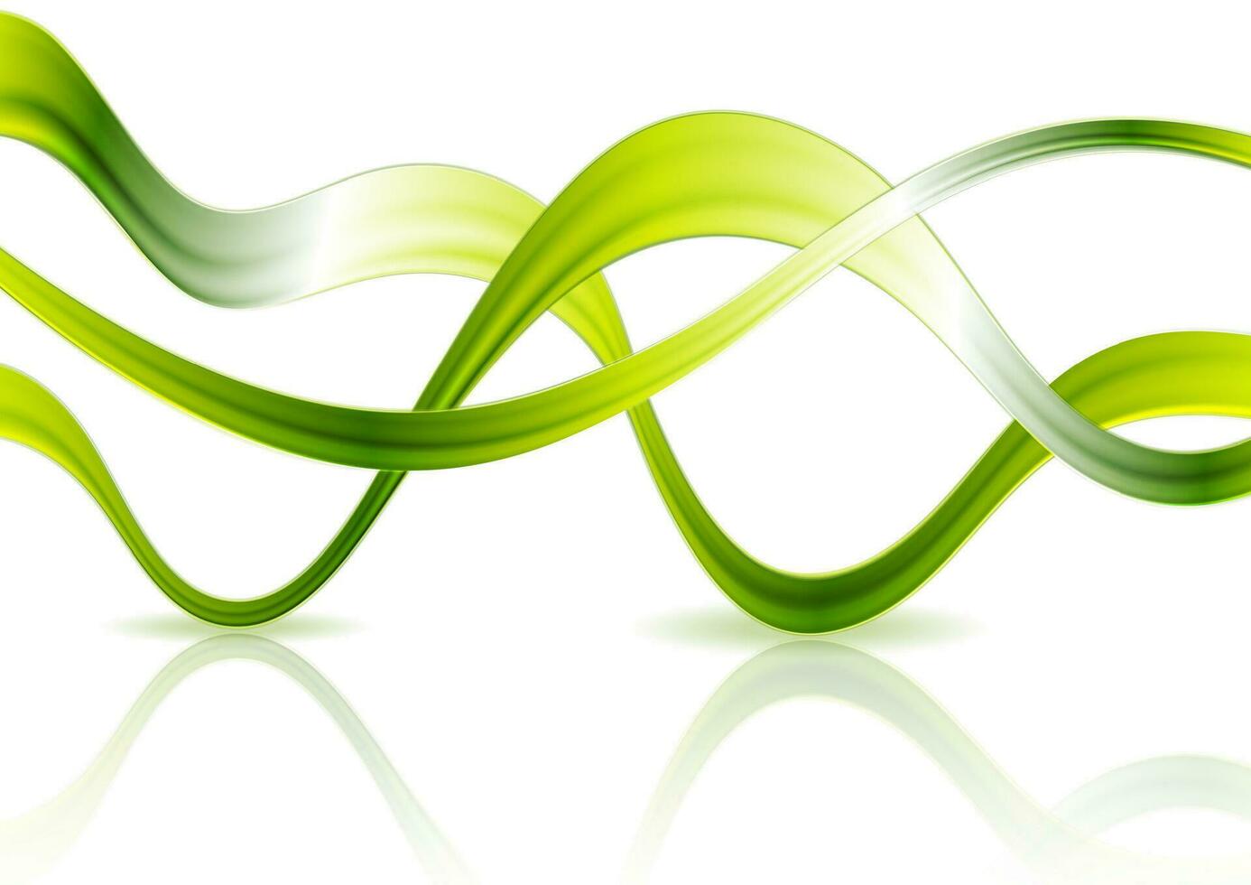 Bright glossy green waves on white background vector
