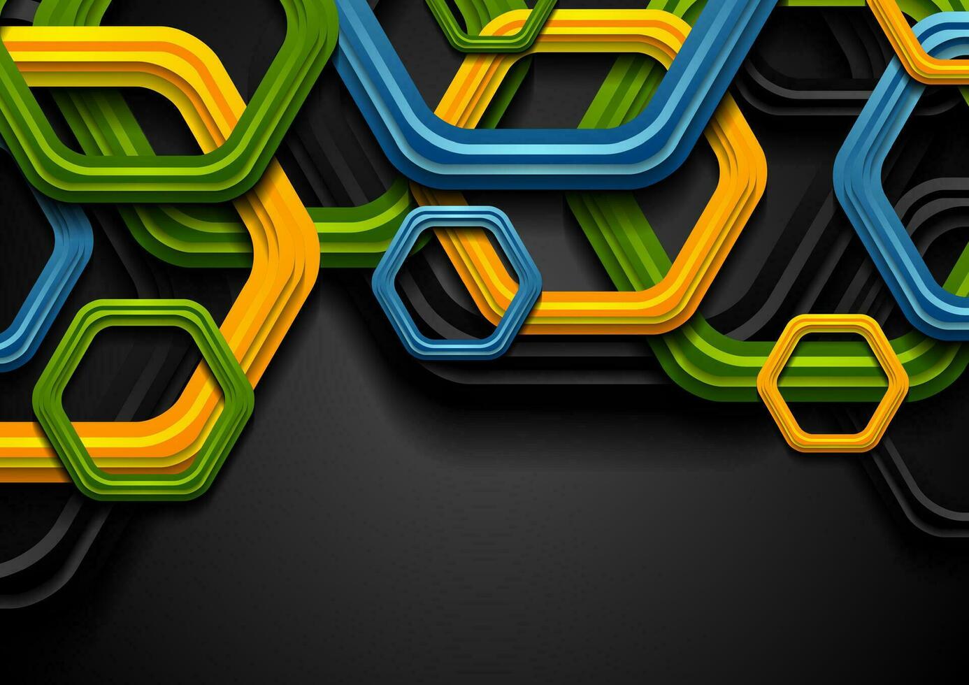 Colorful abstract tech hexagons corporate background vector