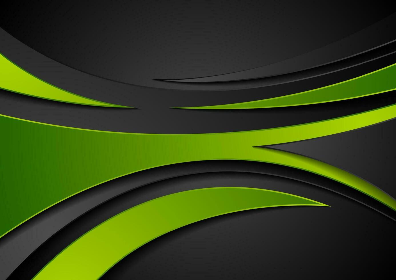 Green and black abstract wavy corporate background vector