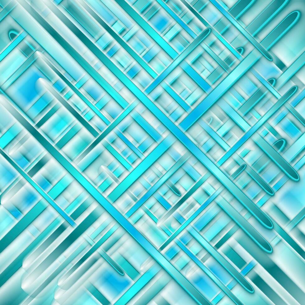 Blue turquoise glossy stripes abstract background vector
