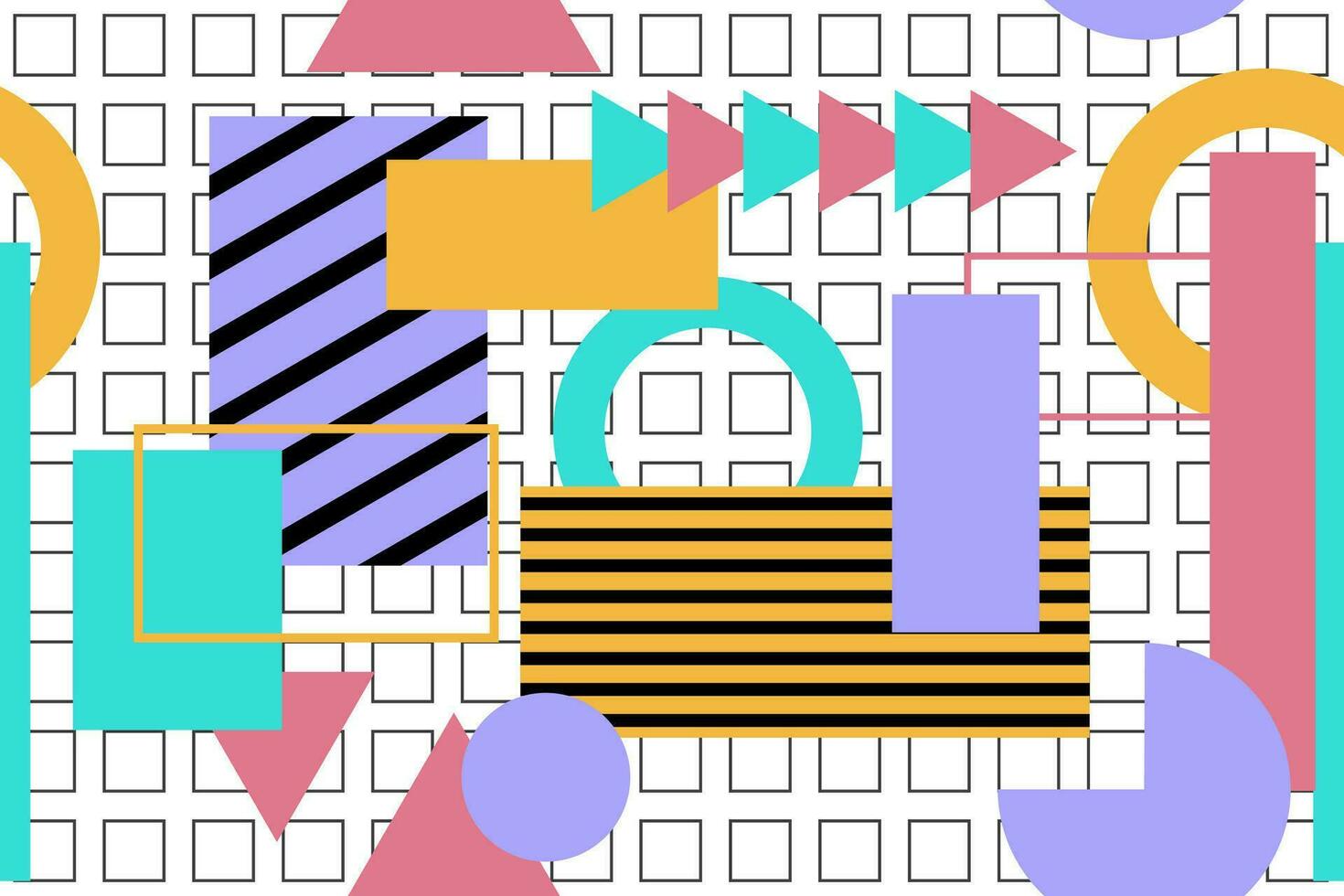 Colourful memphis style nostalgic background or retro 80s 90s seamless pattern wallpaper vector