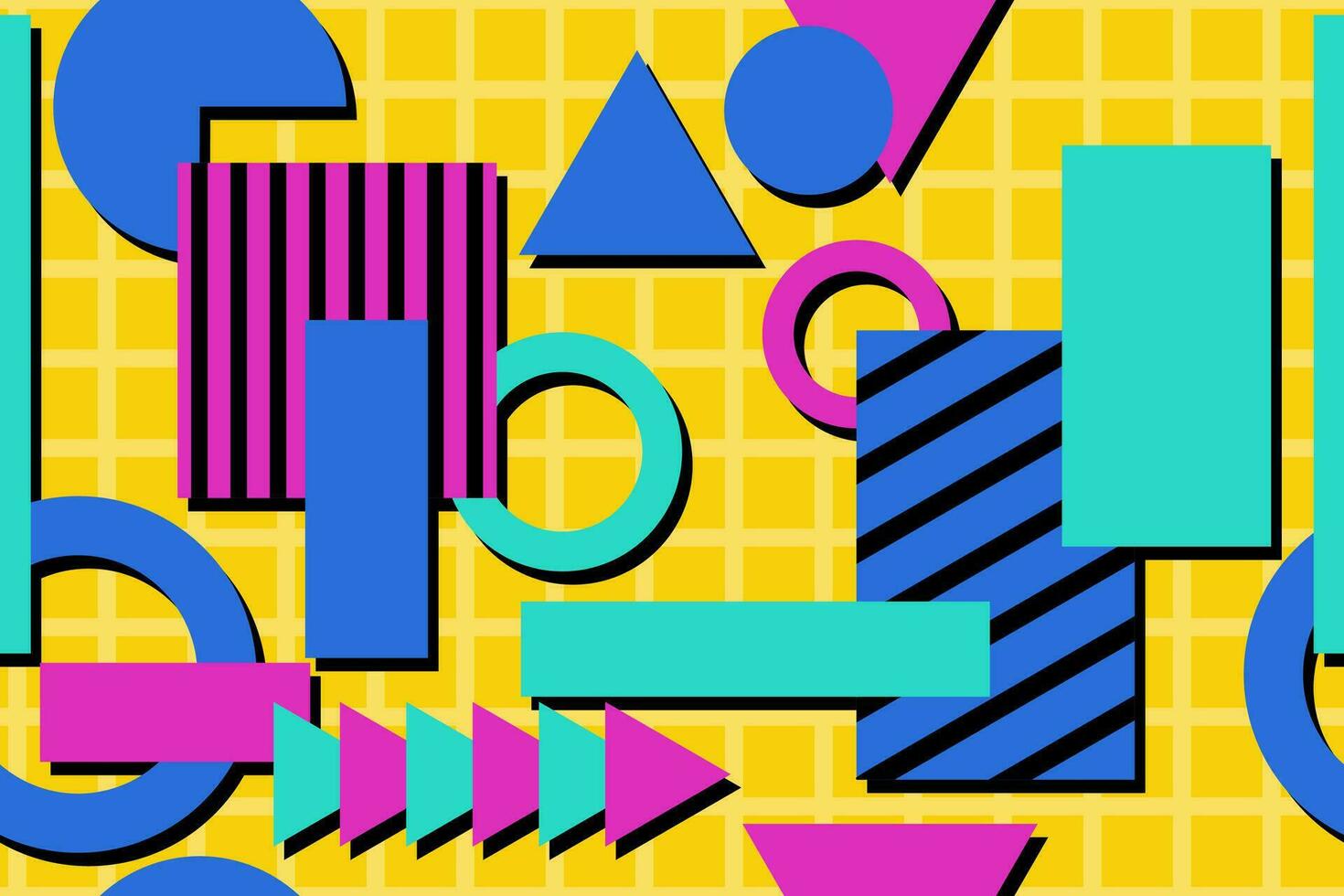 Colourful memphis style nostalgic background or retro 80s 90s seamless pattern wallpaper vector