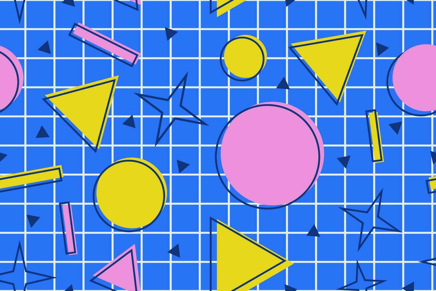 Colourful memphis style nostalgic background or retro 80s 90s seamless pattern wallpaper vector