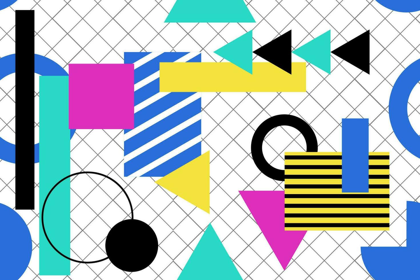 Colourful memphis style nostalgic background or retro 80s 90s seamless pattern wallpaper vector