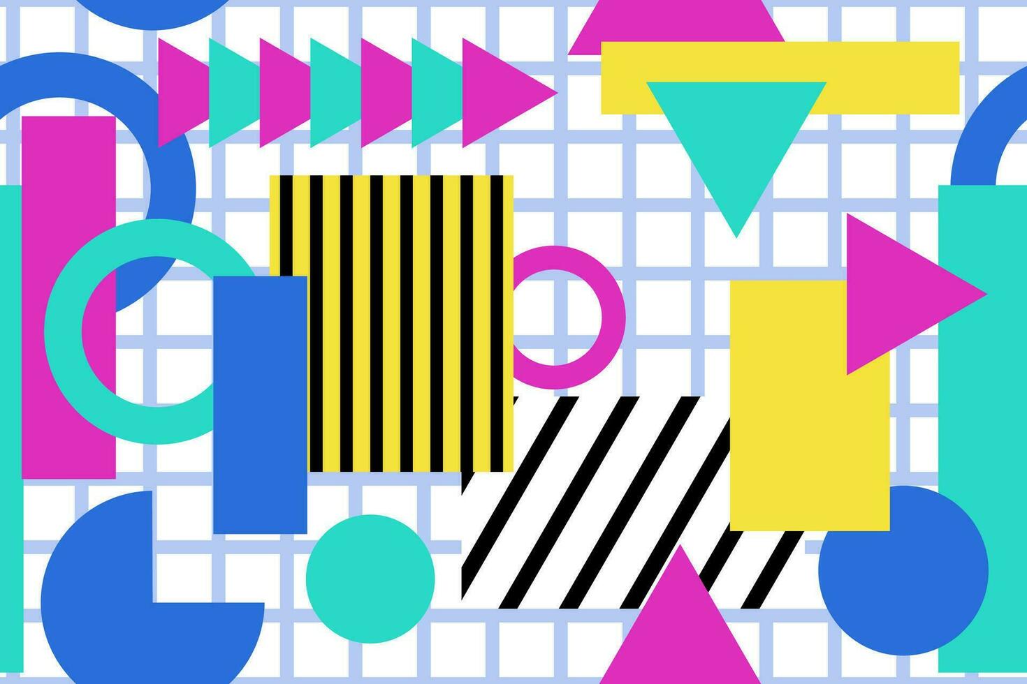 Colourful memphis style nostalgic background or retro 80s 90s seamless pattern wallpaper vector