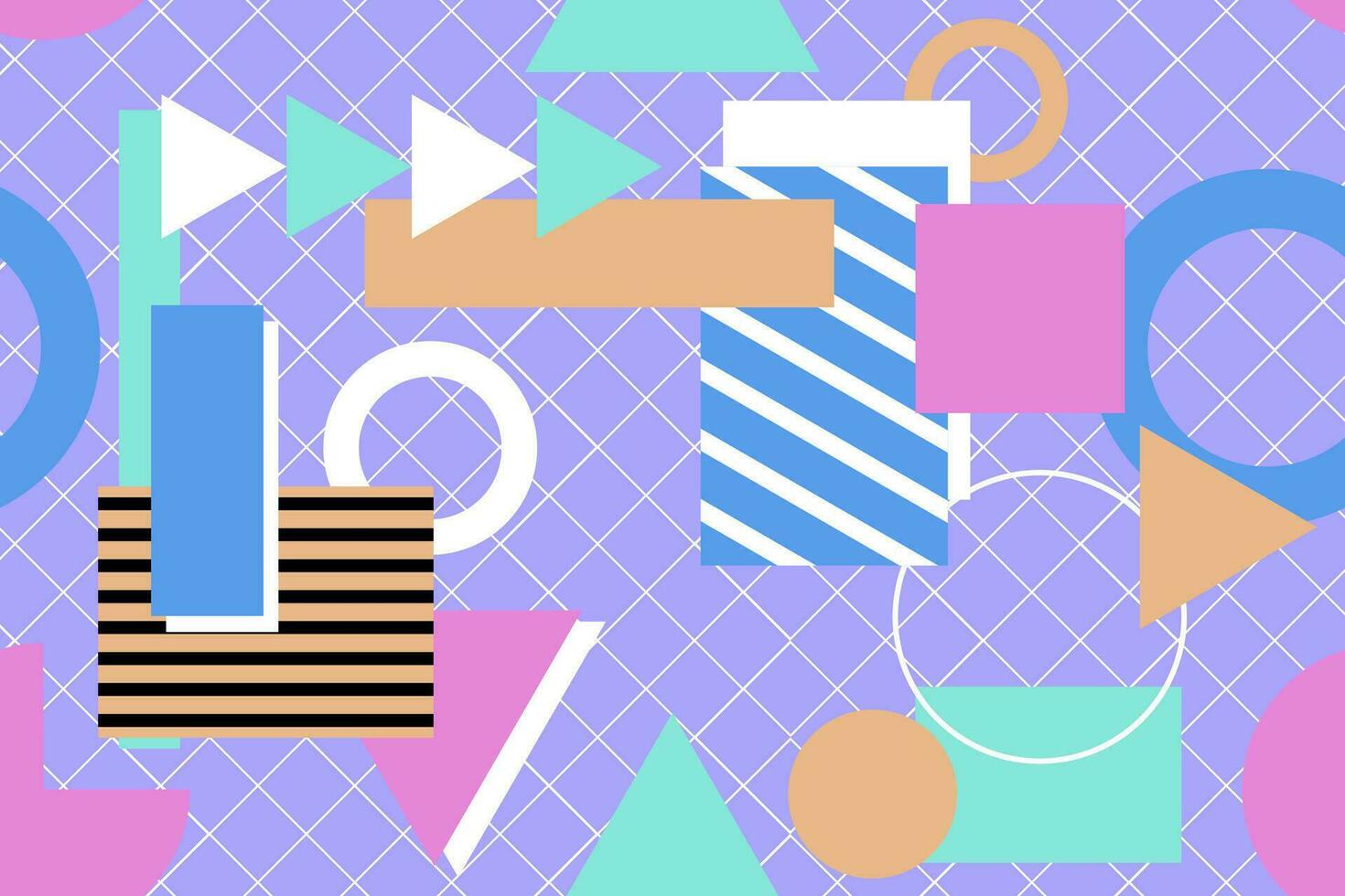 Colourful memphis style nostalgic background or retro 80s 90s seamless pattern wallpaper vector