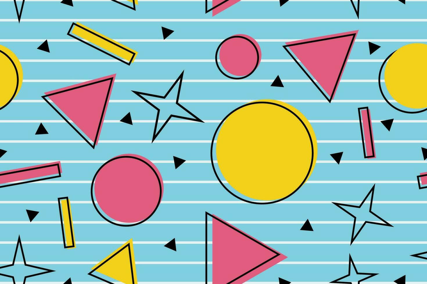 Colourful memphis style nostalgic background or retro 80s 90s seamless pattern wallpaper vector