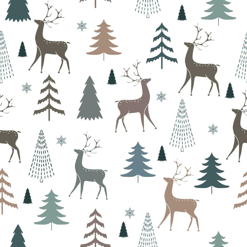Seamless pattern with bear with christmas tree. Bear, fir-tree and snowflakes. vector