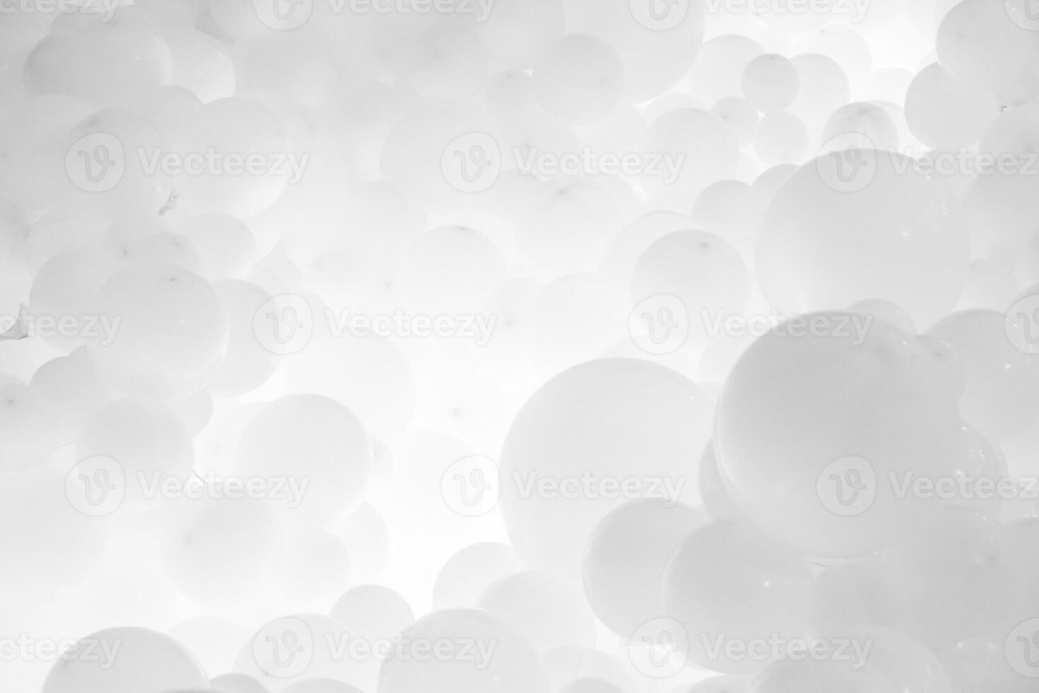 White background with flying balloons - clean design, 3d abstract realistic banner. photo