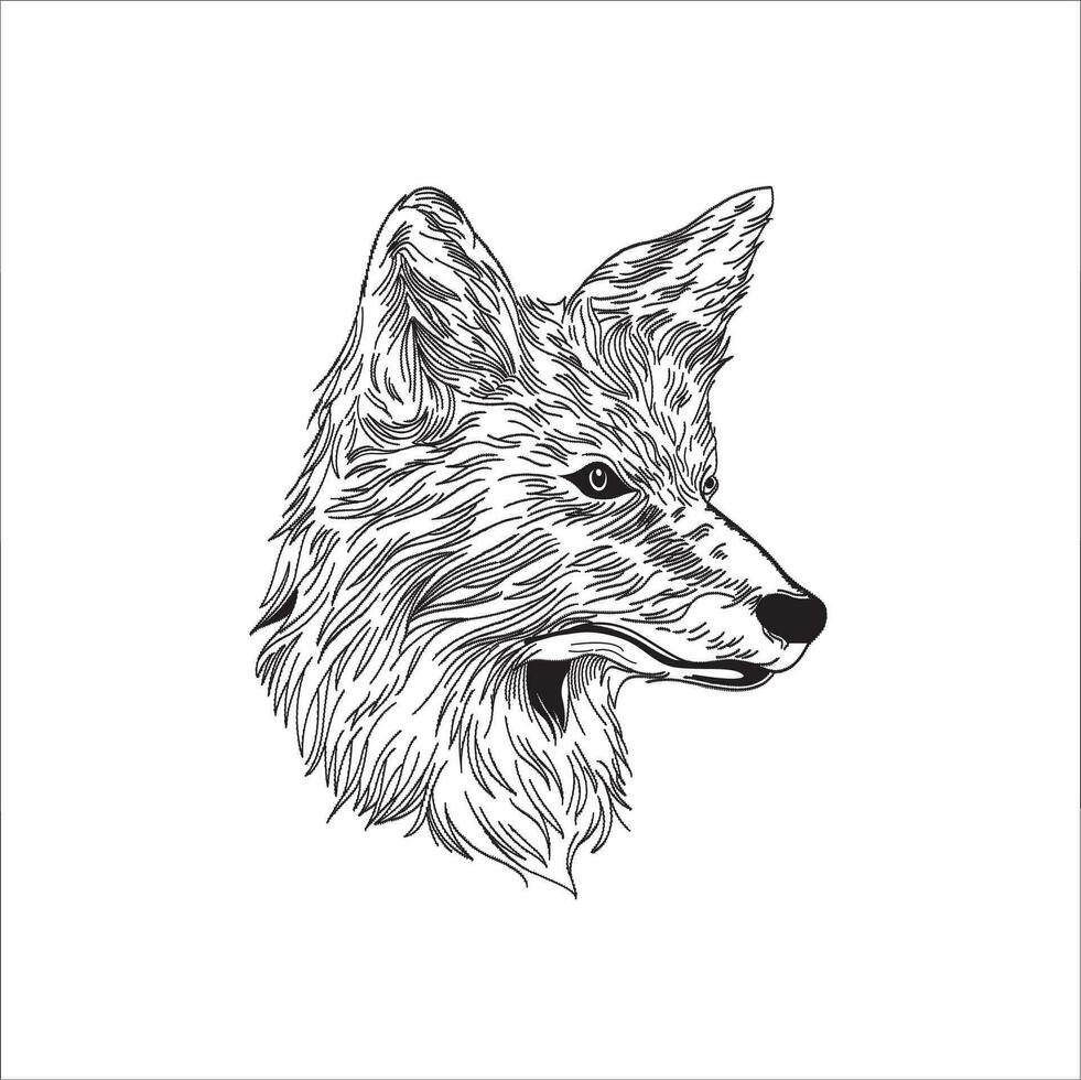 Fox Head Hand Drawn Art Vector Illustration